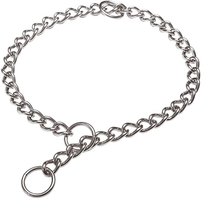SGODA Chain Dog Training Choke Collar, 304 Stainless Steel, 3 Rings