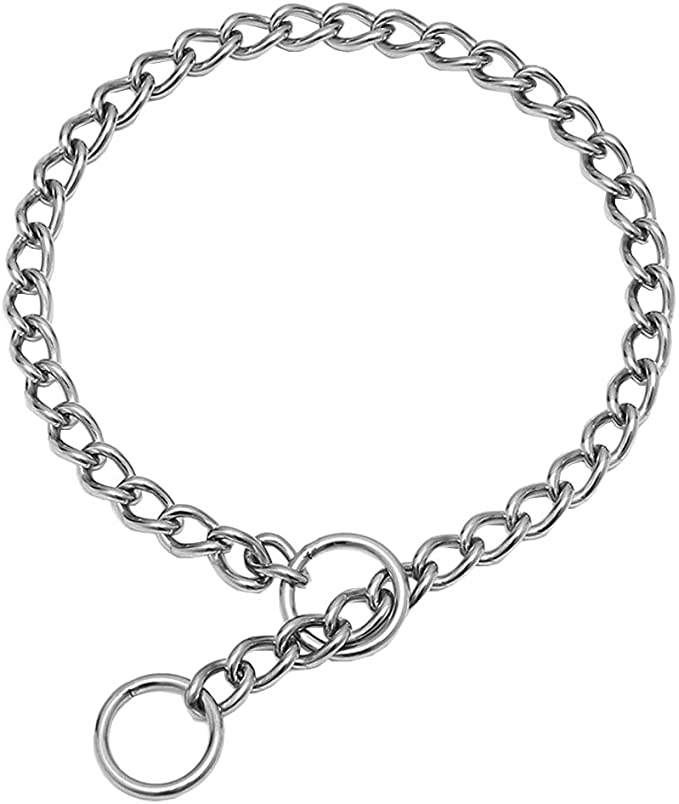 SGODA Chain Dog Training Choke Collar, 304 Stainless Steel - 2 rings