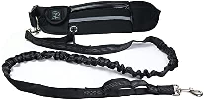 Shaheen Hands Free Dogs Leash with Adjustable Waist Belt and Reflective Thread, Anti-Shock Retractable Dual Bungee Leash for Running, Hiking, Walking and Training for Small /Medium/ Large Dogs (BLACK)