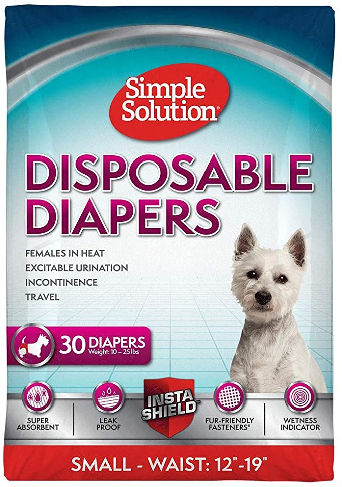 Simple Solution True Fit Disposable Dog Diapers for Female Dogs | Super Absorbent with Wetness Indicator