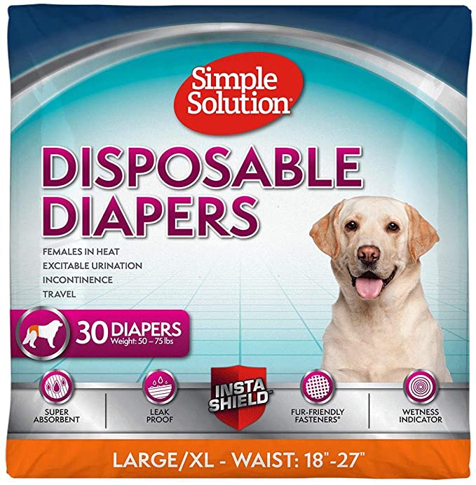 Simple Solution True Fit Disposable Dog Diapers for Female Dogs | Super Absorbent with Wetness Indicator - Large/X-Large