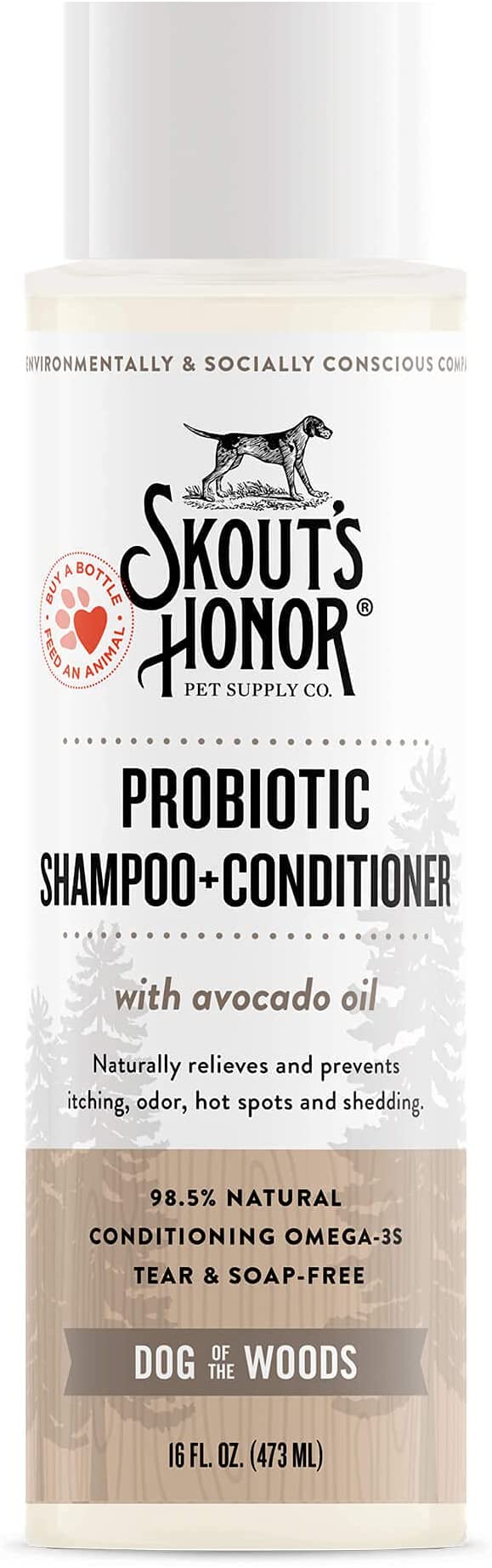 SKOUT'S HONOR: Probiotic Pet Shampoo & Conditioner - 2-in-1 with Avocado Oil - Cleans and Conditions Fur, Supports Pet's Natural Defenses, PH-Balanced, Sulfate Free
