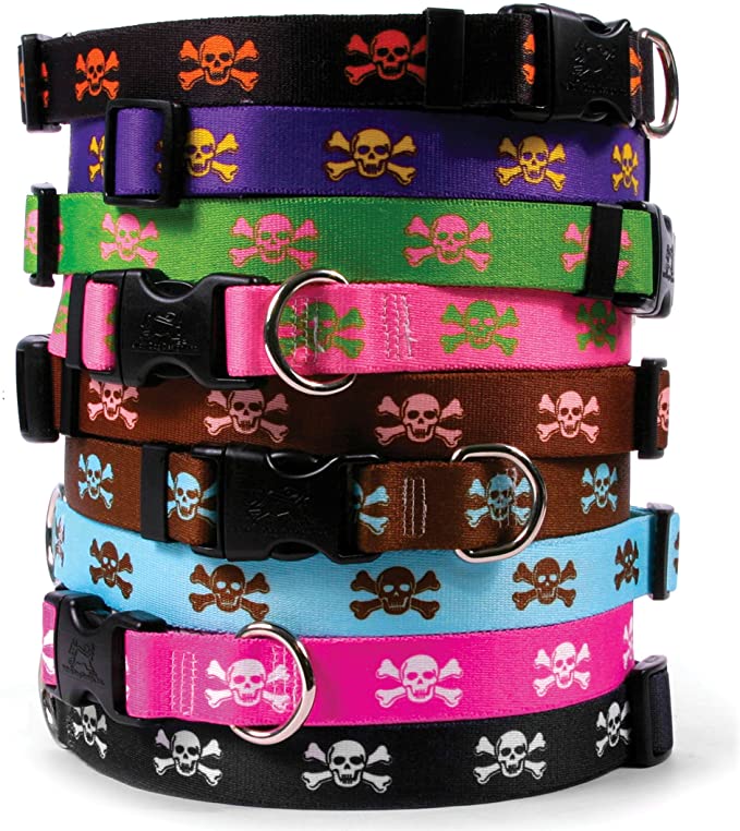 Skull & Crossbones Dog Collar - with Tag-A-Long ID Tag System