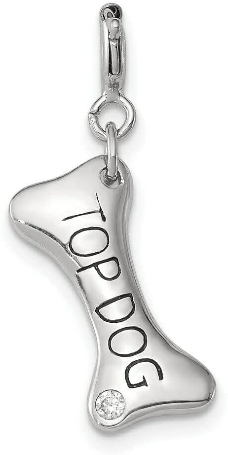 Small Christmas Stencils-Sterling Silver 925 TOP Dog Dog Bone with CZ Charm Pendant 1.06 Inch Perfecto para collares