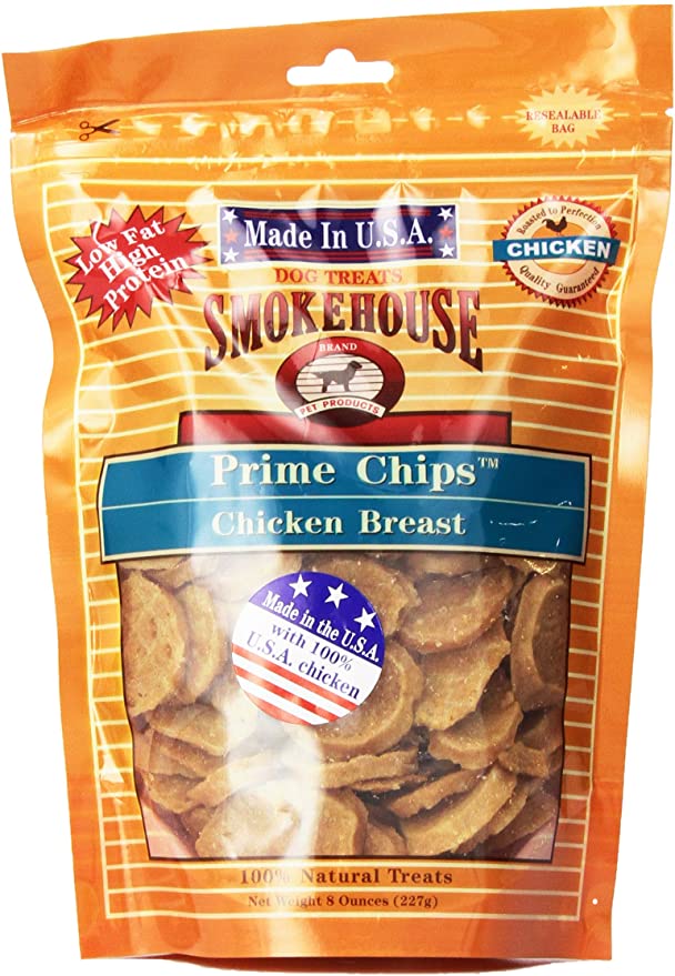 Smokehouse 100-Percent Natural Prime Chips Chicken Dog Treats - All Breed Sizes