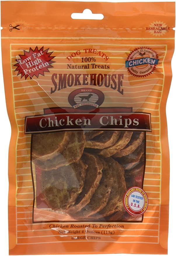 Smokehouse Pet Products Dsm25011 Chicken Chips Natural Dog Chew Treat, Large, 4-Ounce