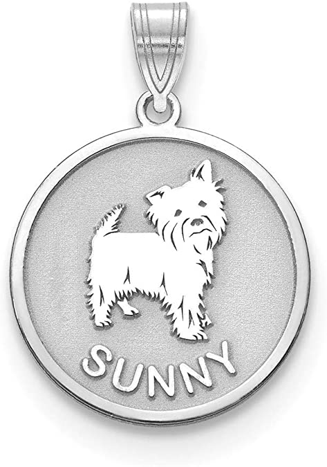 Solid 10k White Gold Personalized Dog Charm Pendant