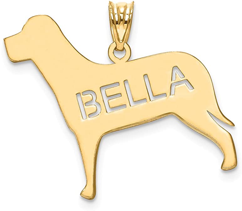 Solid 14k Yellow Gold Laser Dog Name Pendant Charm