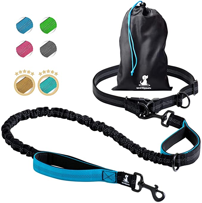 SparklyPets Hands-Free Dog Leash for Medium and Large Dogs " Professional Harness with Reflective Stitches for Training, Walking, Jogging and Running Your Pet