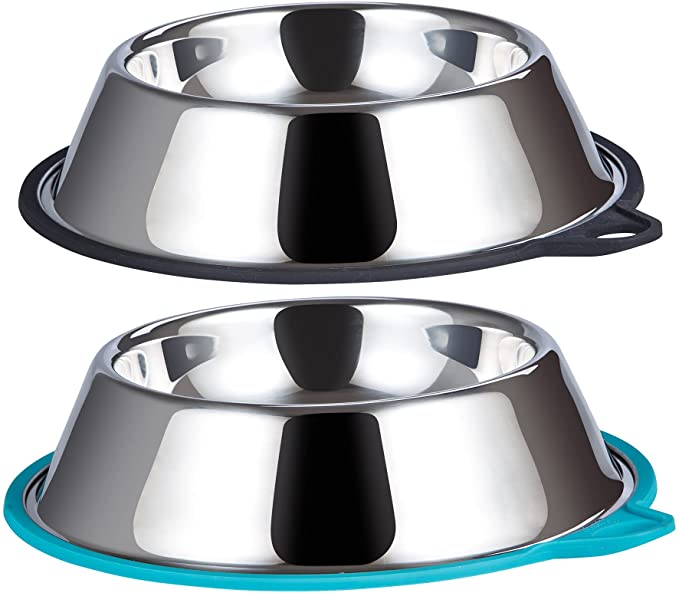 Stainless Steel Dog Bowls (2 Count), Ideal Pet Bowls for Kitten, Cat, Miniature/ Toy Breed, Small, and Medium Sized Dogs