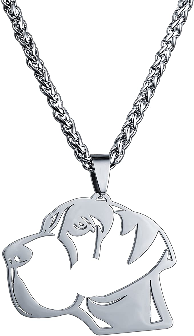 Stainless Steel Natural Ear Great Dane Silhouette Gentle Giant Deutsche Dogge German Mastiff Pet Dog Tag Collar Jewelry Charm Pendant Necklace