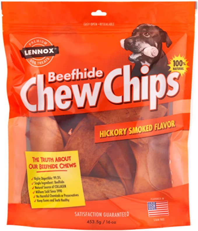 The Rawhide Express Beefhide Chew Chips Hickory Flavored 1 Pound Bag (Makes a Great Reward or Treat)