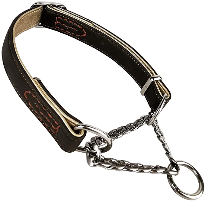 Tongabc Leather Martingale Choke Collar Dog Collar