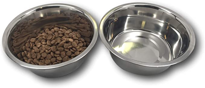 Top Dog Chews Stainless Steel Dog Bowl Set, 8" Large, 8 Cups