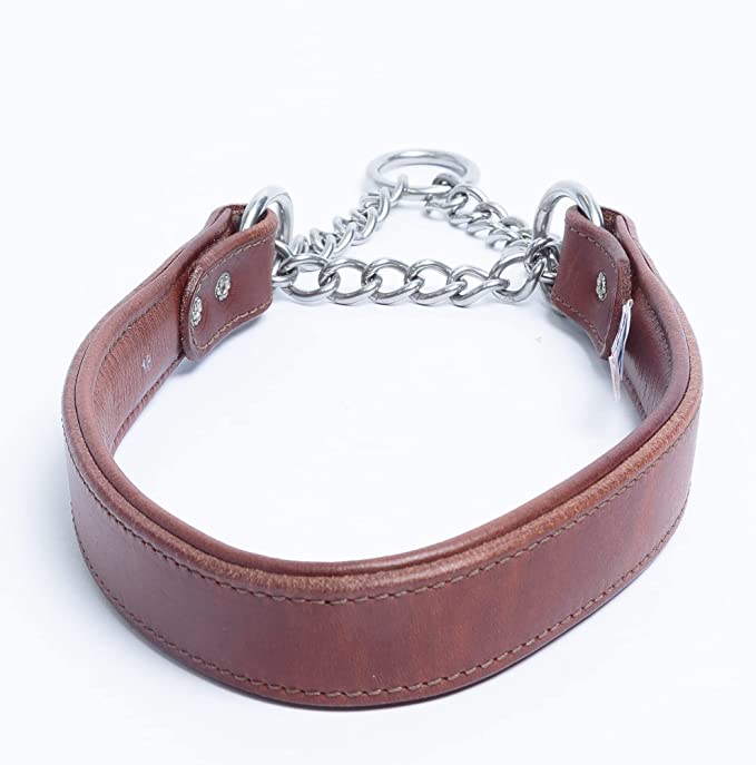 Top Grain Genuine Leather Martingale Dog Collar | Padded Leather Bottom