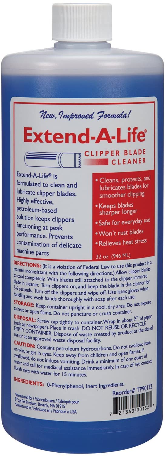 Top Performance Extend-A-Life Blade Rinses €” Handy Cleaners for Dog-Grooming Clippers, 32oz