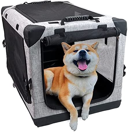 Totoro ball 4 Door Portable Folding Dog Crate Kennel with Mesh Mat & Strong Steel Frame & Locking Zippers for Indoor and Outdoor Travel Dog Kennel Cat Carrier Use