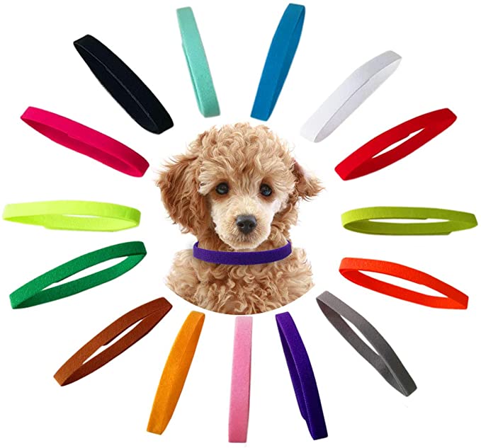 TTSAM 15 Pcs Puppy Id Collars 15 Colors Puppy Whelping Collars Double-Sided Soft Adjustable Dog ID Bands Identification Collar for for Puppies Small Cat Kitten Newborn Pet (Reusable)