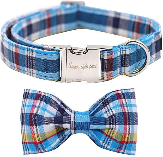 Unique style paws Christmas Dog and Cat Collar with Bow Pet Gift Adjustable Soft&Comfy Bowtie Collars for Small Medium Large Dogs