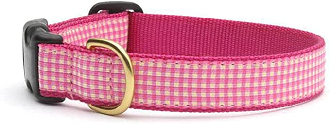 Up Country Pink Gingham Quick Release Dog Collar
