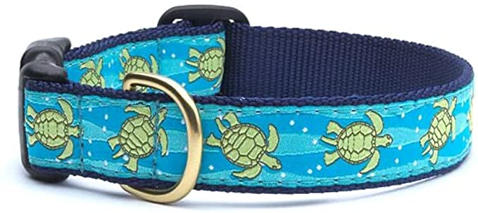 Up Country Sea Turtle Pattern Dog Collars and Leashes (Sea Turtle Dog Collar, Large (15 to 21 inches) 1 Inch Wide Width)