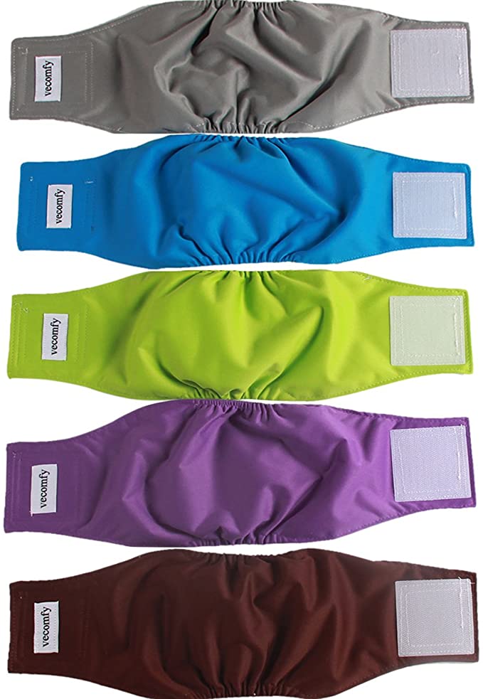 vecomfy Belly Bands for Male Dogs 5 Pack