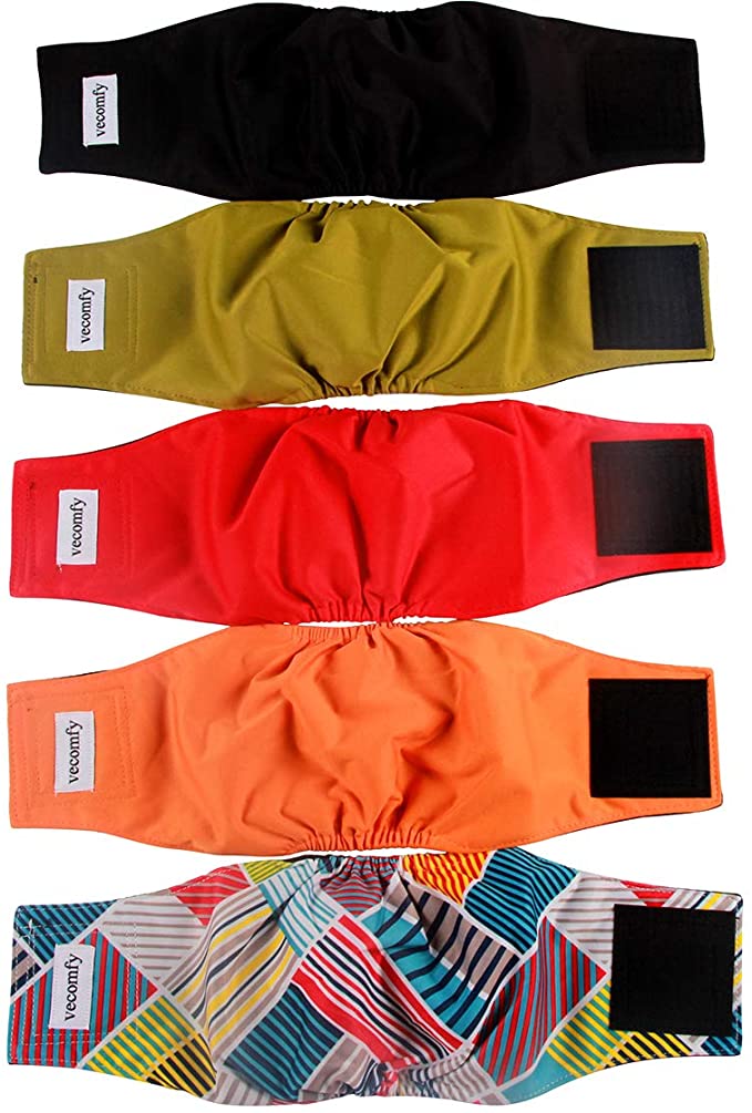 vecomfy Belly Bands for Male Dogs 5 Pack