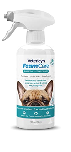 Vetericyn FoamCare Pet Shampoo Plus Conditioner, Spray-on Shampoo for Dogs and Cats