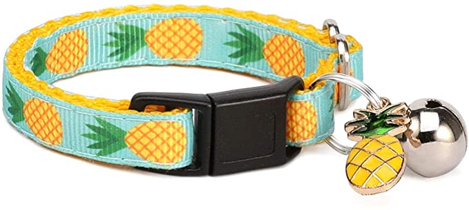 WAAAG Pet Supplies, (Tropical Pineapple) Cat Collar, Dog Collar, Cat Leash