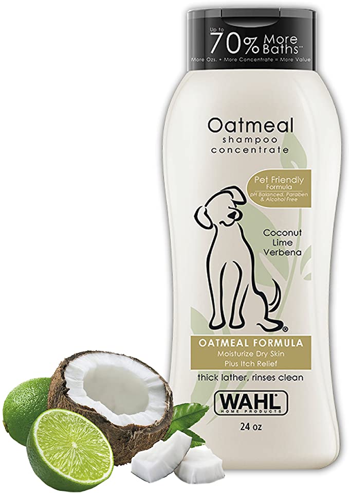 Wahl Dry Skin & Itch Relief Pet Shampoo for Dogs " Oatmeal Formula with Coconut Lime Verbena & 100% Natural Ingredients " 24 Oz - Model 820004A