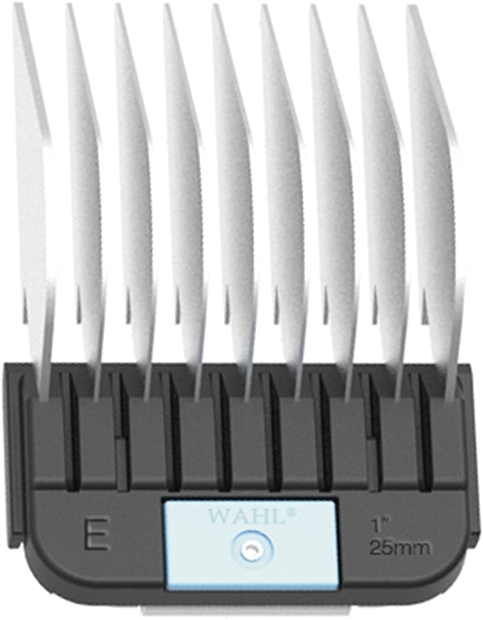 Wahl Professional Animal Attachment Guide Comb for Wahl Detachable Blade Pet Clippers #E, 1-Inch Cut Length (#3378-100), Stainless Steel, Black, and Light Blue, 1 inch