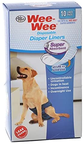 Wee Wee Super Absorbent Disposable Diaper Dogs Liners 10 Pack - (Fits All Garment Sizes) - Pack of 2