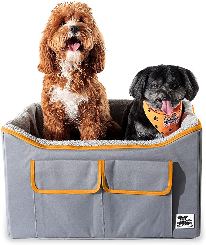 WeGo Doggo Buddy Booster Dog Car Seat - Small & Medium Dogs - Dog Booster Seat with Bed & Extra Storage - Safer Car Rides with Headrest Leash Tether - 40 Shelter Meals Donated Per Pet Car Seat-