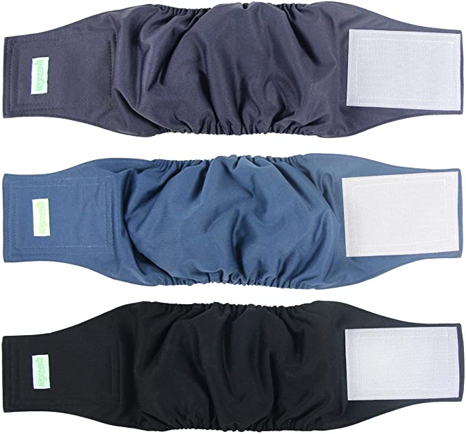 wegreeco Washable Dog Diapers - Washable Male Dog Belly Wrap - Pack of 3 - Small