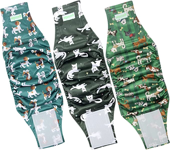 wegreeco Washable Male Dog Diapers (Pack of 3) - Washable Male Dog Belly Wrap