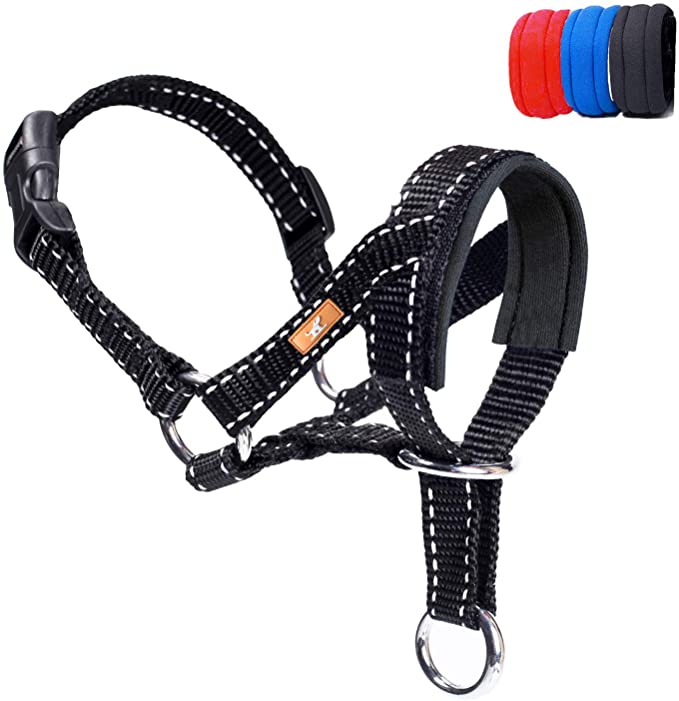 wintchuk Dog Head Collar, Head Collar with Reflective Strap to Stop Pulling for Small Medium and Large Dogs, Adjustable