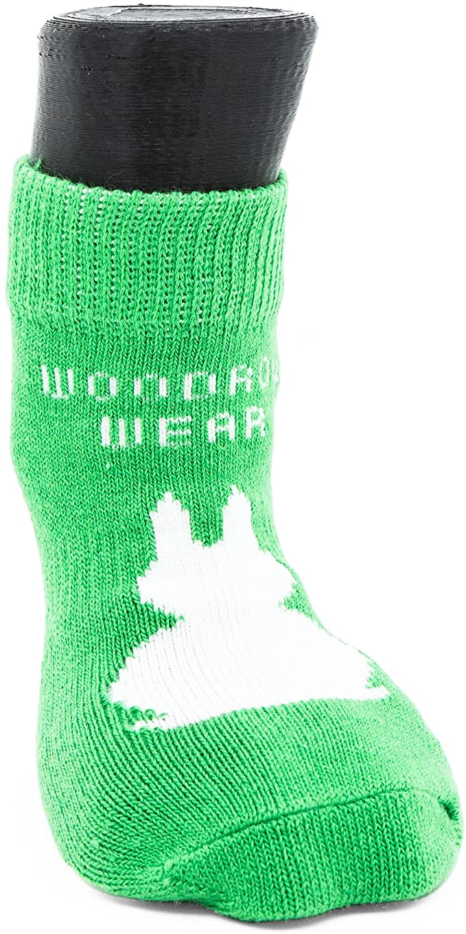Woodrow Wear, Power Paws Original Dog Socks, Green with a White Bunny