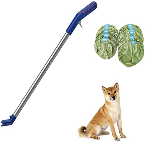 Xhlc Pooper Scooper Dog Shovel with Long Handle, Poop Picker Durable Space Aluminum Pole with Light, Suitable for Large and Small Dogs