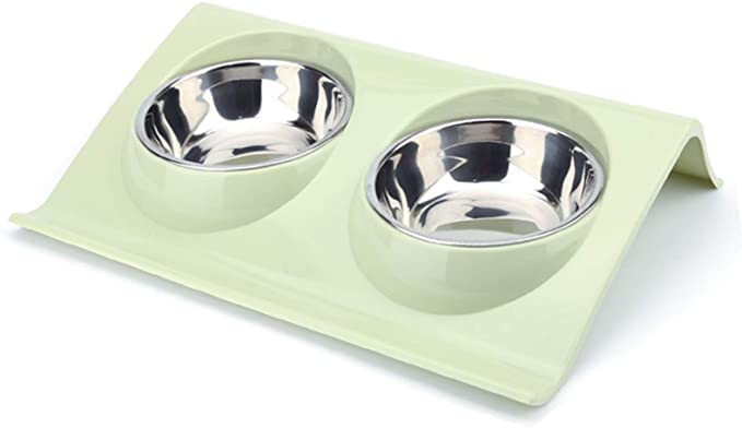 Xingsky Cat Bowls,Dog Food Bowl,Double Pet Bowl Tilted Elevated Cat Bowl Anti-skid&Anti-spill, Durable for Pet Food and Water Feeder