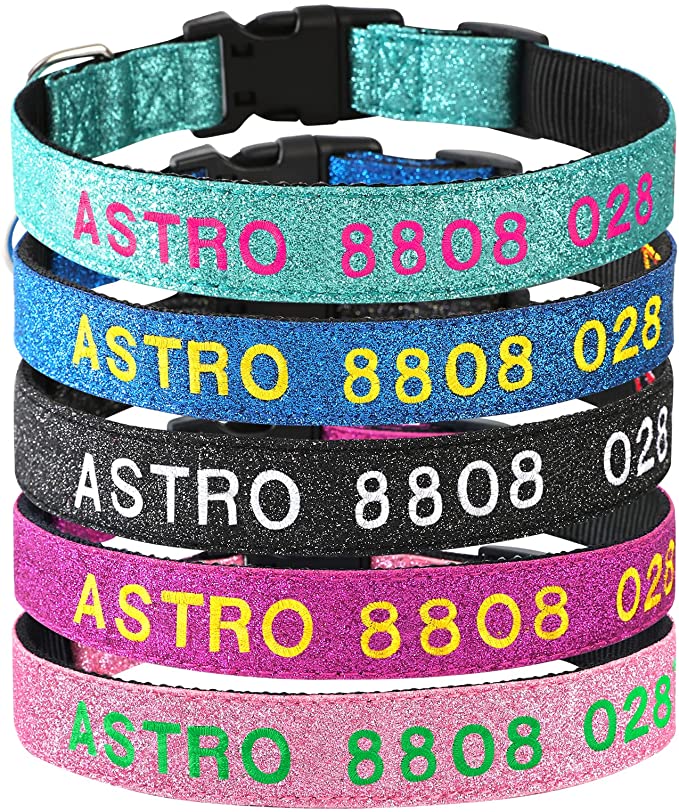 Yalgo Personalized Reflective Dog Collars - Custom Embroidered Dog Collars for Small, Medium, Large Dogs- Adjustable Dog & Puppy Collar