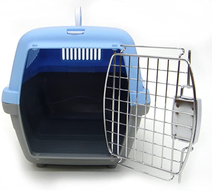YML Small Plastic Carrier Crate for Small Animals, Blue