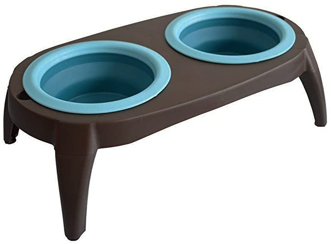 ZOOPOLR Elevated Dog Bowls Double Bowl Feeder, Travel Dog Bowls